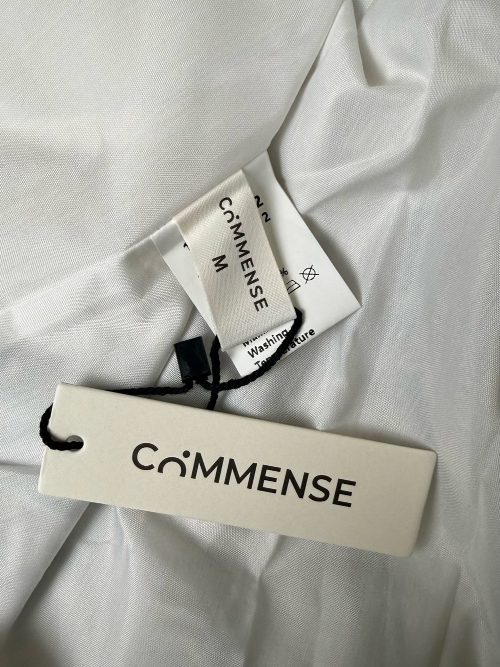 Commense Black Off White Linen Blend Maxi Dress Open Back Medium NWT - Picture 9 of 11